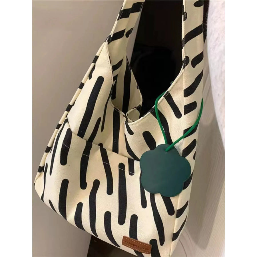 Striped Pattern Casual Handbag White / onesize Apparel and Accessories
