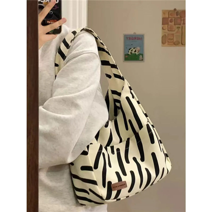 Striped Pattern Casual Handbag White / onesize Apparel and Accessories