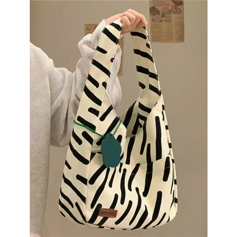 Striped Pattern Casual Handbag White / onesize Apparel and Accessories