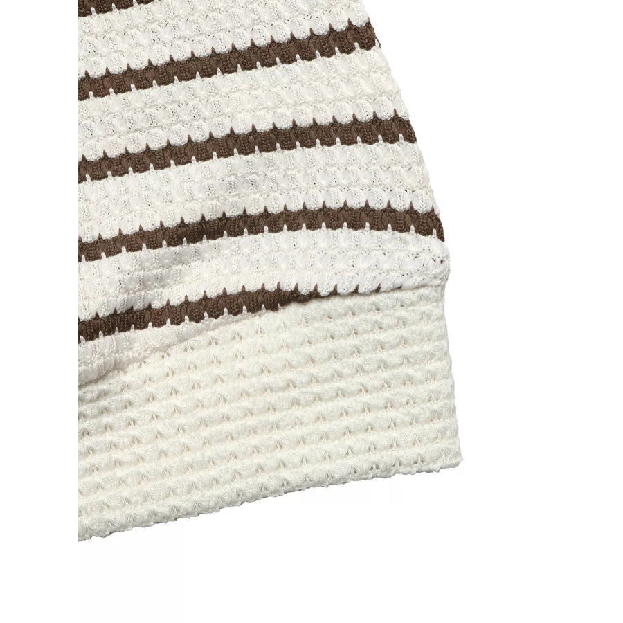 Striped Polo Collar Knit Sweatshirt Apparel and Accessories