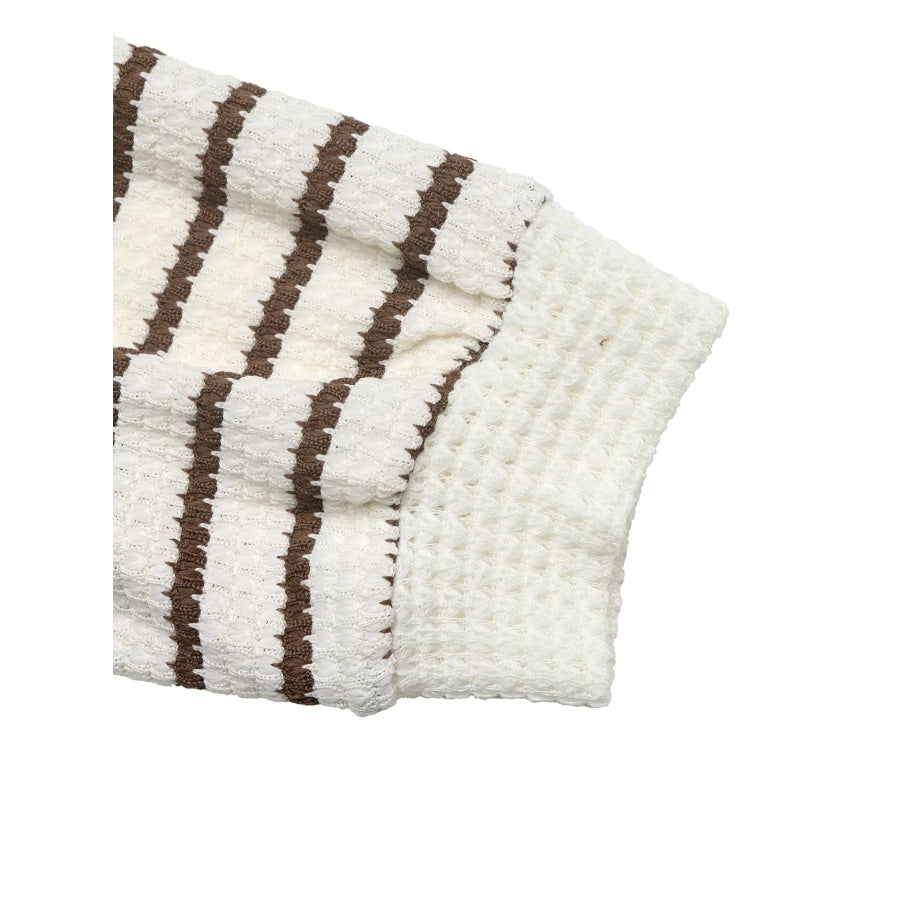 Striped Polo Collar Knit Sweatshirt Apparel and Accessories