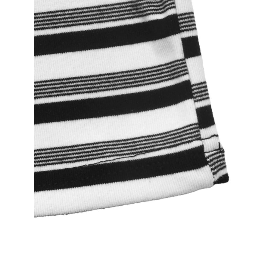 Striped Polo Collar Midi Dress Apparel and Accessories
