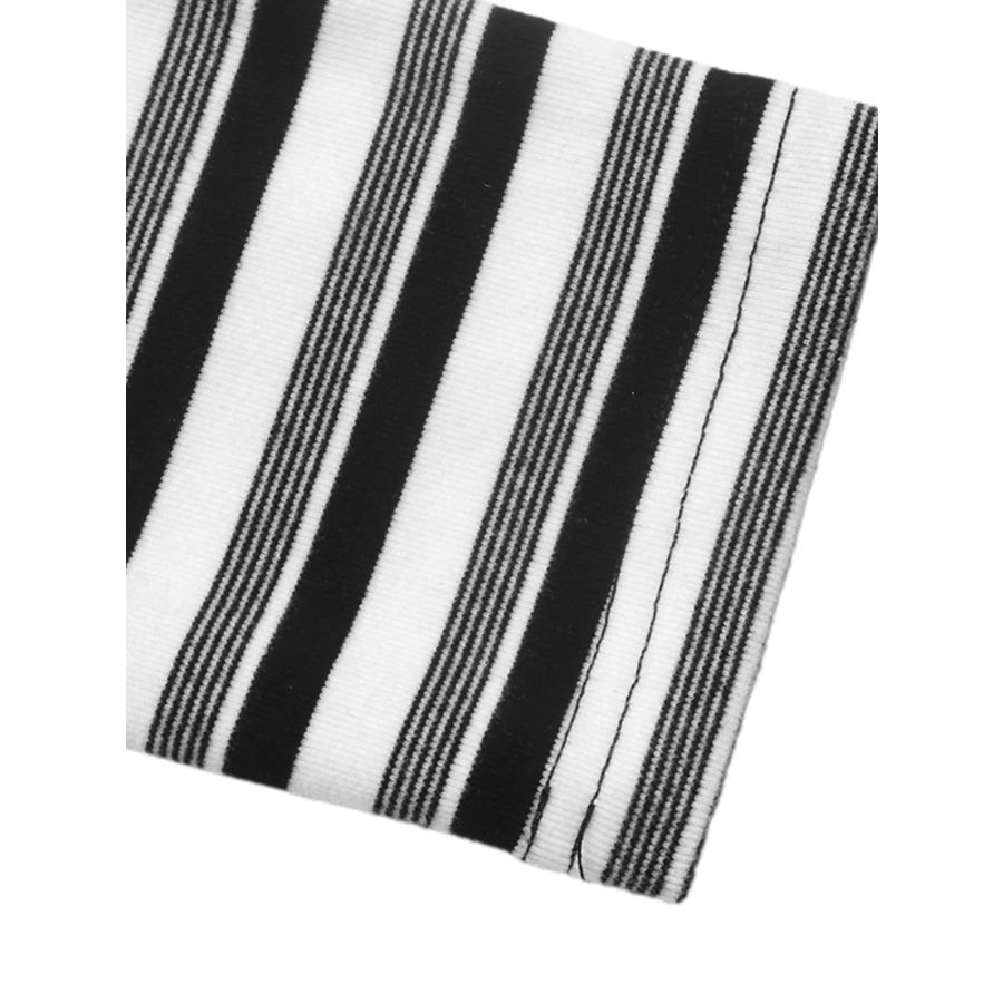 Striped Polo Collar Midi Dress Apparel and Accessories