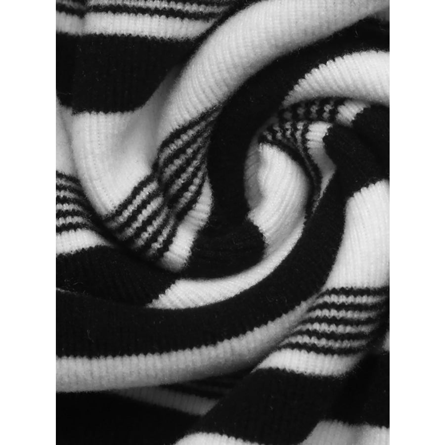 Striped Polo Collar Midi Dress Apparel and Accessories