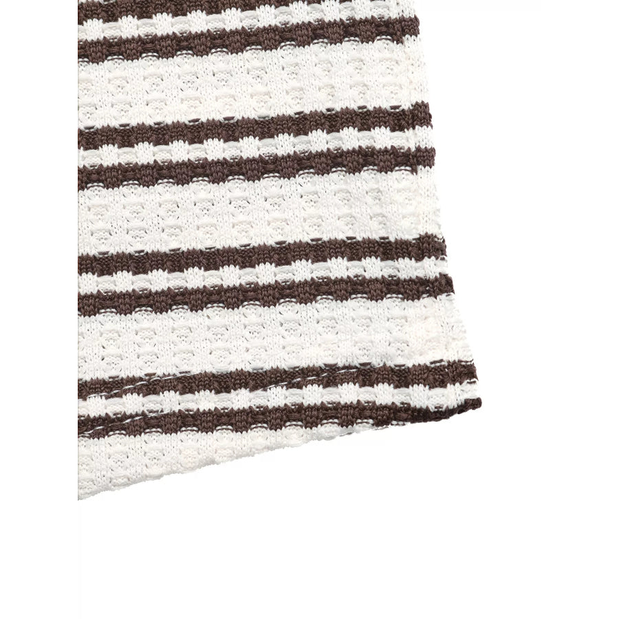 Striped Polo Collar Short Sleeve Top Apparel and Accessories