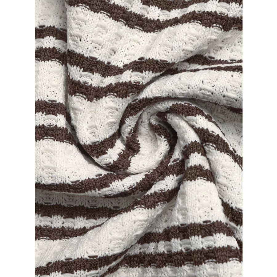 Striped Polo Collar Short Sleeve Top Apparel and Accessories