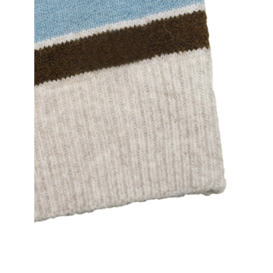 Striped Polo Collar Sweater Apparel and Accessories
