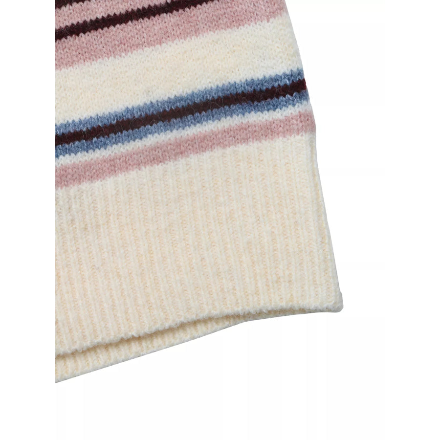 Striped Polo Collar Sweater Apparel and Accessories