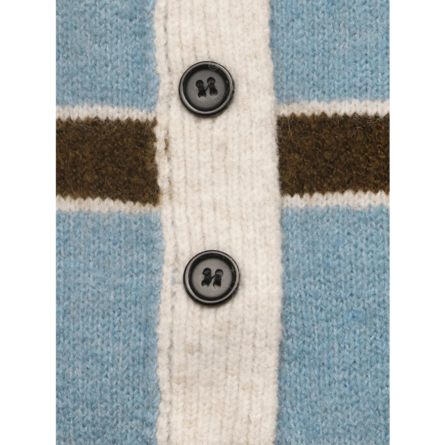 Striped Polo Collar Sweater Apparel and Accessories