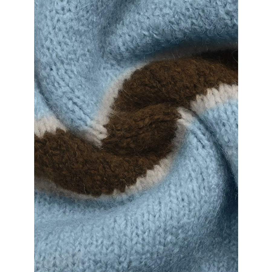 Striped Polo Collar Sweater Apparel and Accessories