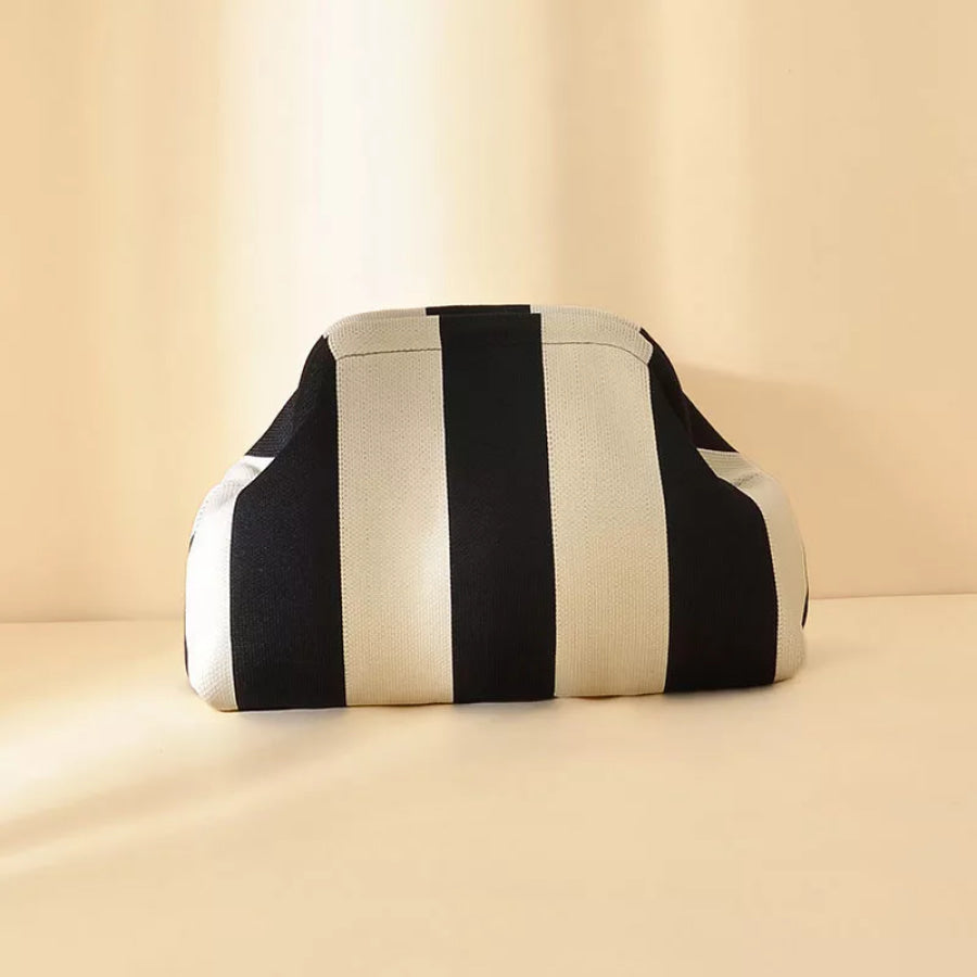 Striped Portable Clutch Black / One Size Apparel and Accessories