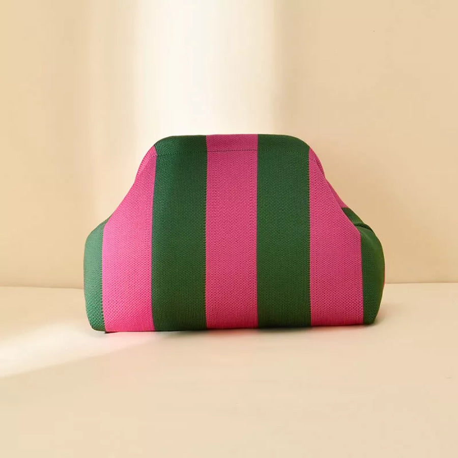 Striped Portable Clutch Green / One Size Apparel and Accessories