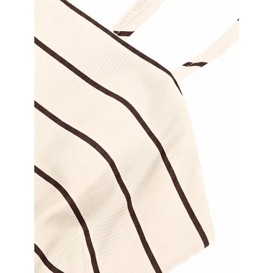 Striped Print Spaghetti Strap Maxi Dress Apparel and Accessories