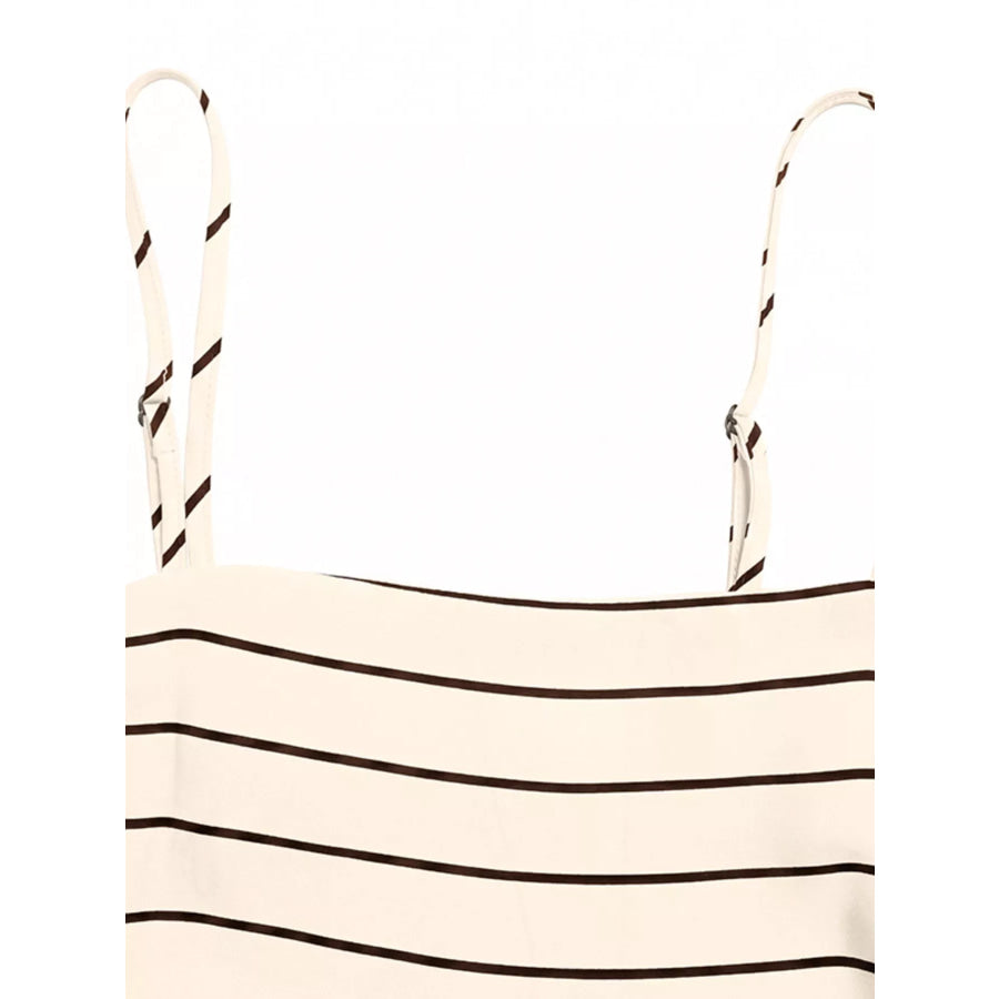 Striped Print Spaghetti Strap Maxi Dress Apparel and Accessories
