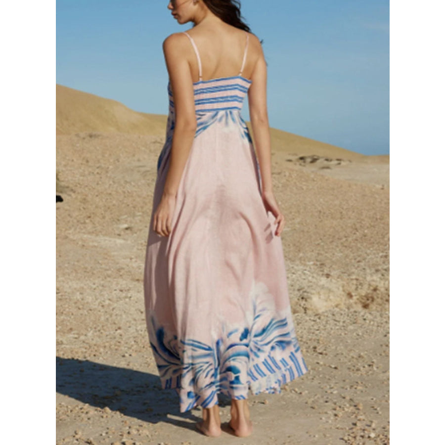 Striped Print Spaghetti Strap Maxi Dress Apparel and Accessories