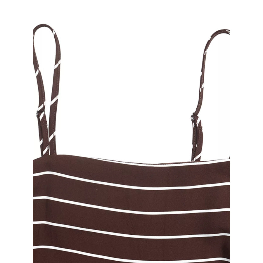 Striped Print Spaghetti Strap Maxi Dress Apparel and Accessories