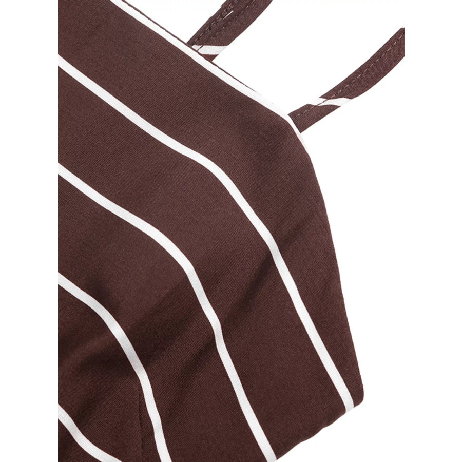 Striped Print Spaghetti Strap Maxi Dress Apparel and Accessories