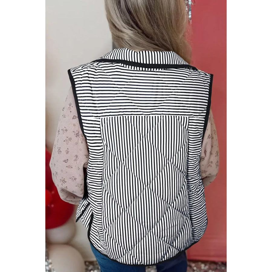 Striped Quilted Vest Coat Apparel and Accessories