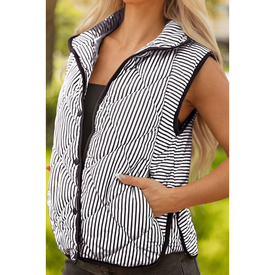Striped Quilted Vest Coat Apparel and Accessories