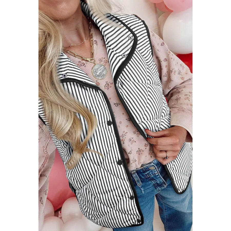 Striped Quilted Vest Coat Apparel and Accessories