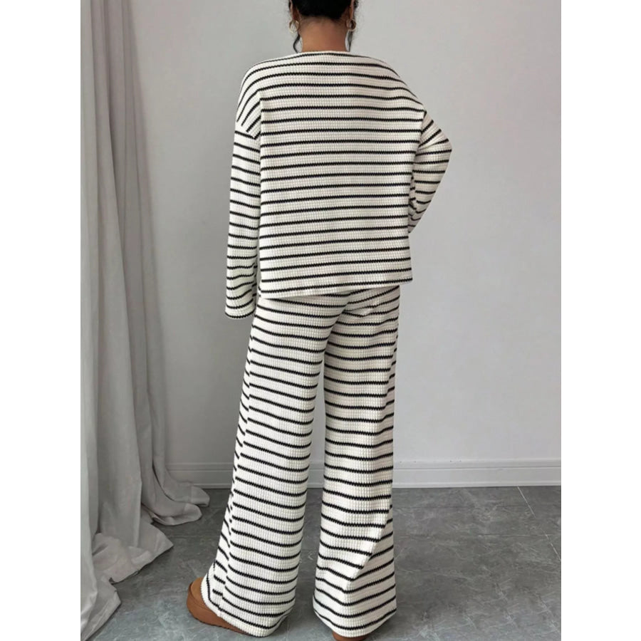 Striped Relaxed Fit Top and Pants Set Apparel Accessories