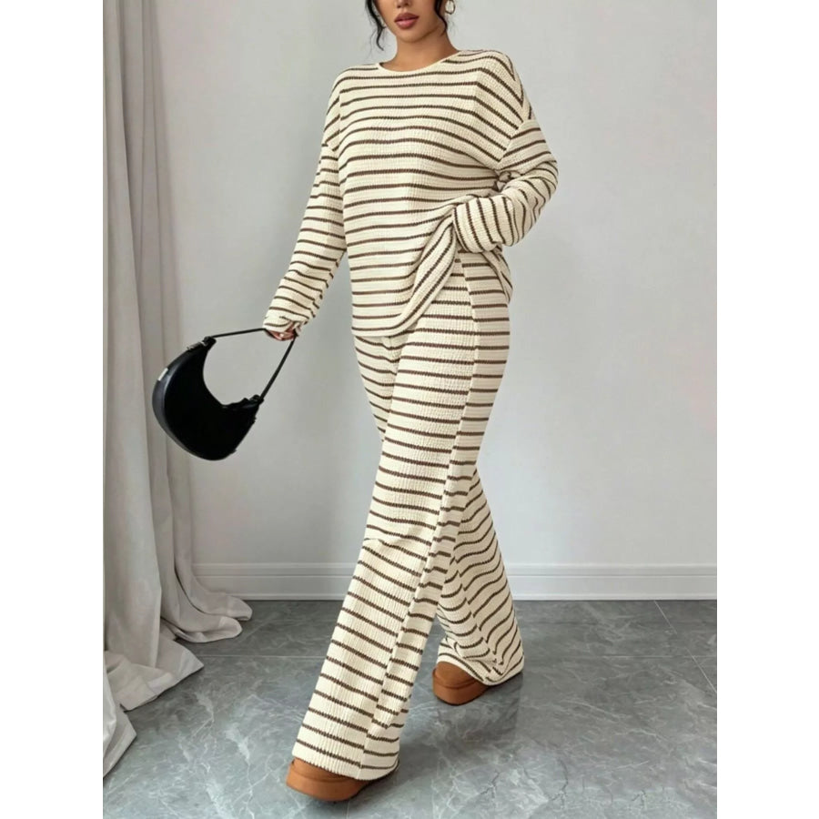 Striped Relaxed Fit Top and Pants Set Apparel Accessories