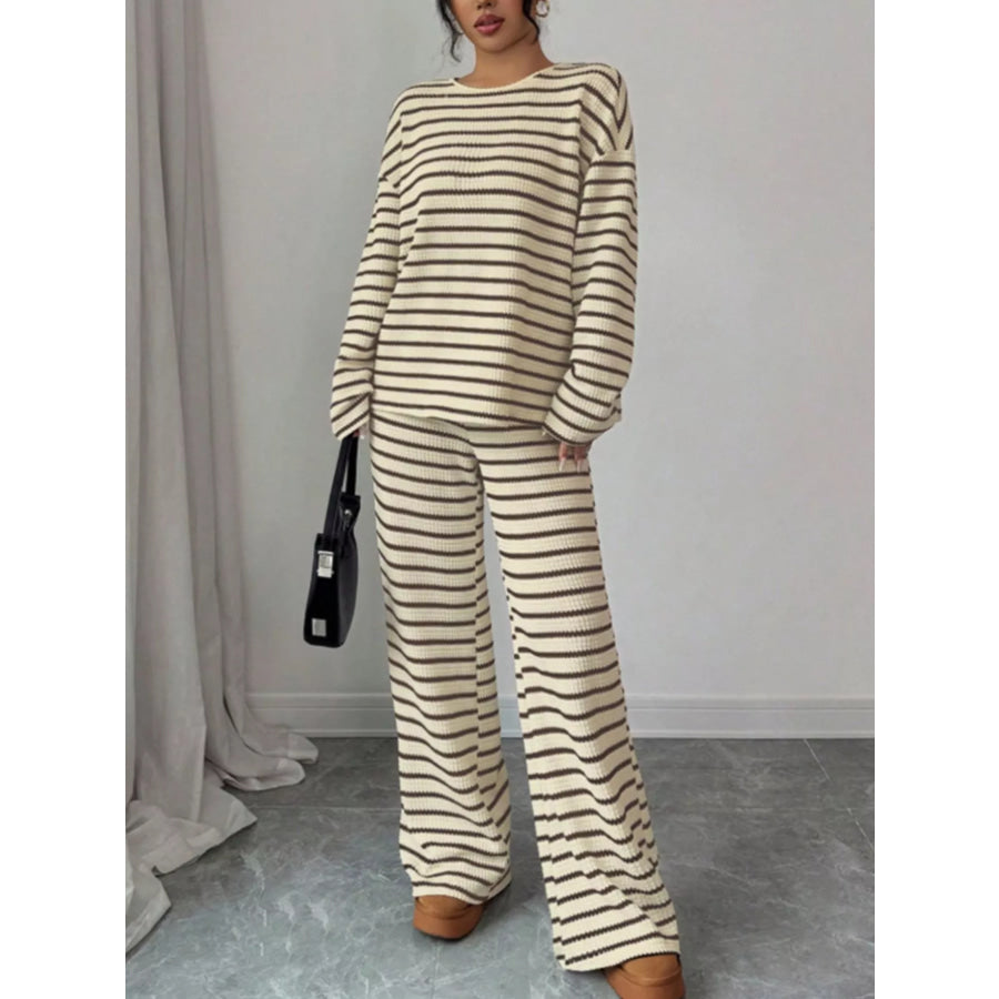 Striped Relaxed Fit Top and Pants Set Apparel Accessories