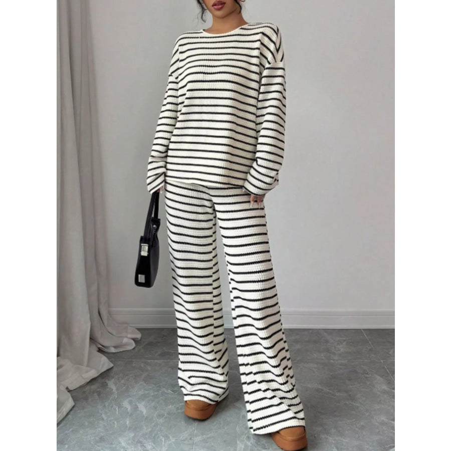 Striped Relaxed Fit Top and Pants Set Apparel Accessories