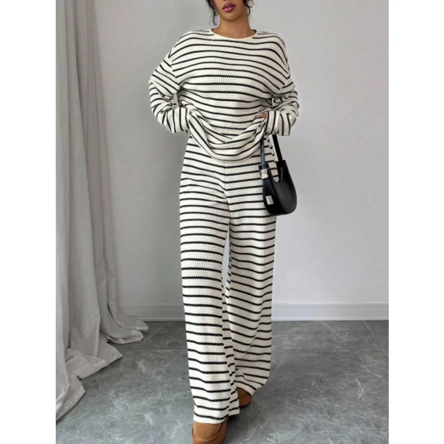 Striped Relaxed Fit Top and Pants Set Apparel Accessories