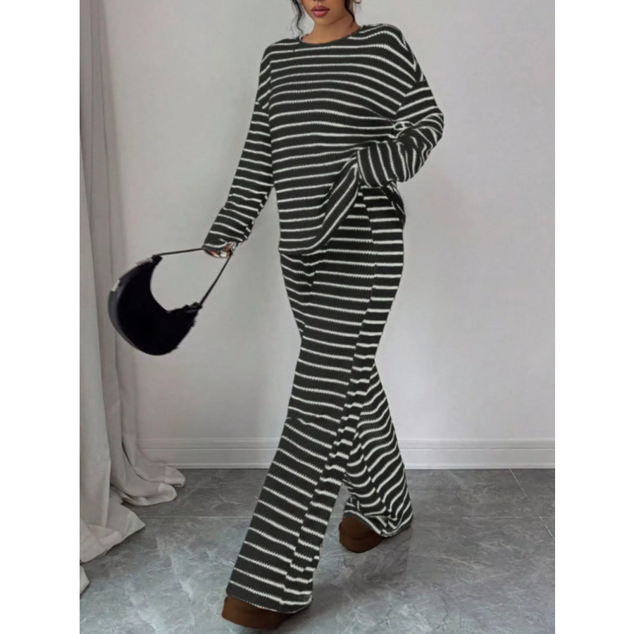 Striped Relaxed Fit Top and Pants Set Apparel Accessories