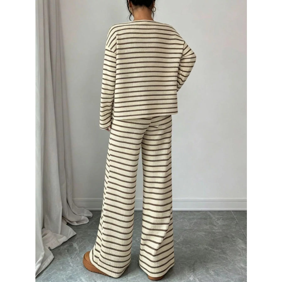 Striped Relaxed Fit Top and Pants Set Apparel Accessories