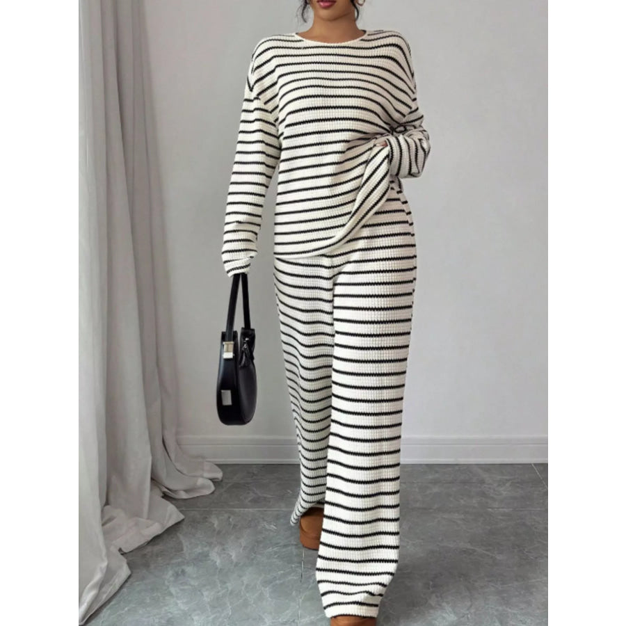 Striped Relaxed Fit Top and Pants Set Apparel Accessories
