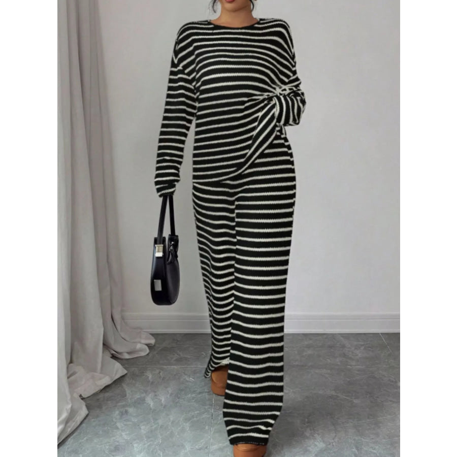 Striped Relaxed Fit Top and Pants Set Apparel Accessories