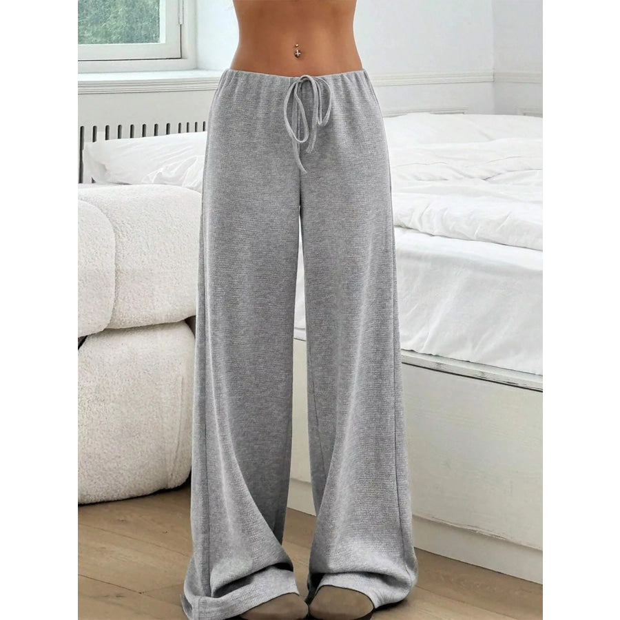 Striped Ribbed Knit Drawstring Waist Wide Leg Pants Apparel and Accessories