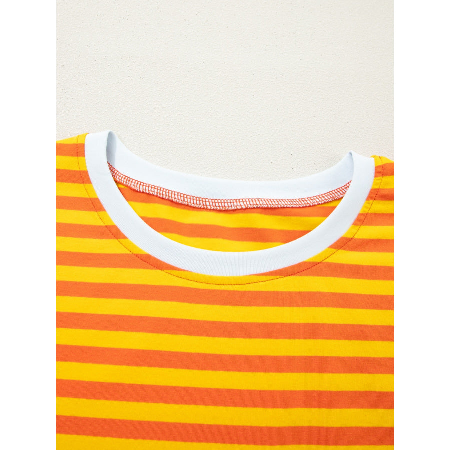 Striped Round Neck Casual T-Shirt Apparel and Accessories