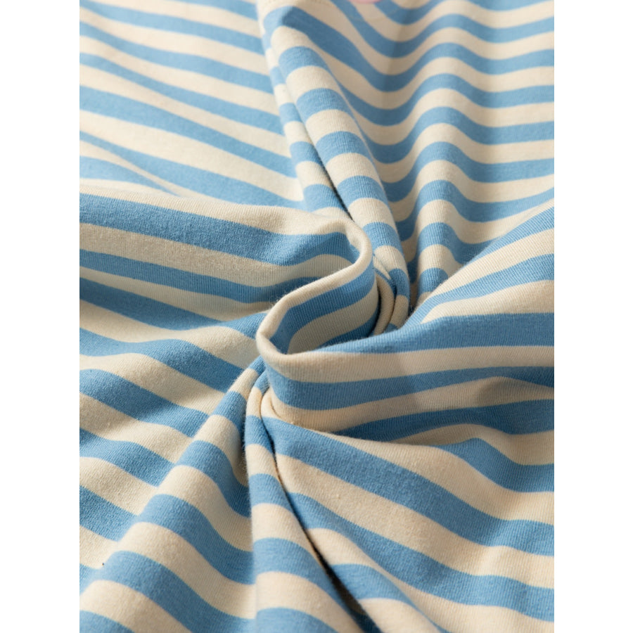 Striped Round Neck Casual T-Shirt Apparel and Accessories