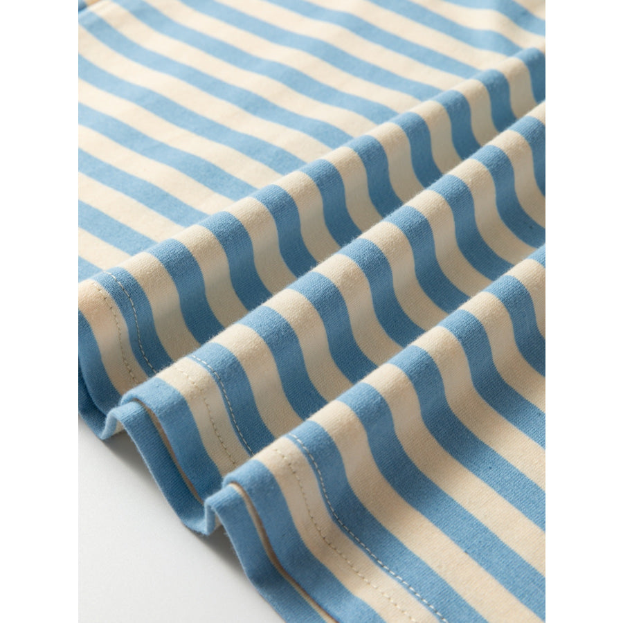 Striped Round Neck Casual T-Shirt Apparel and Accessories