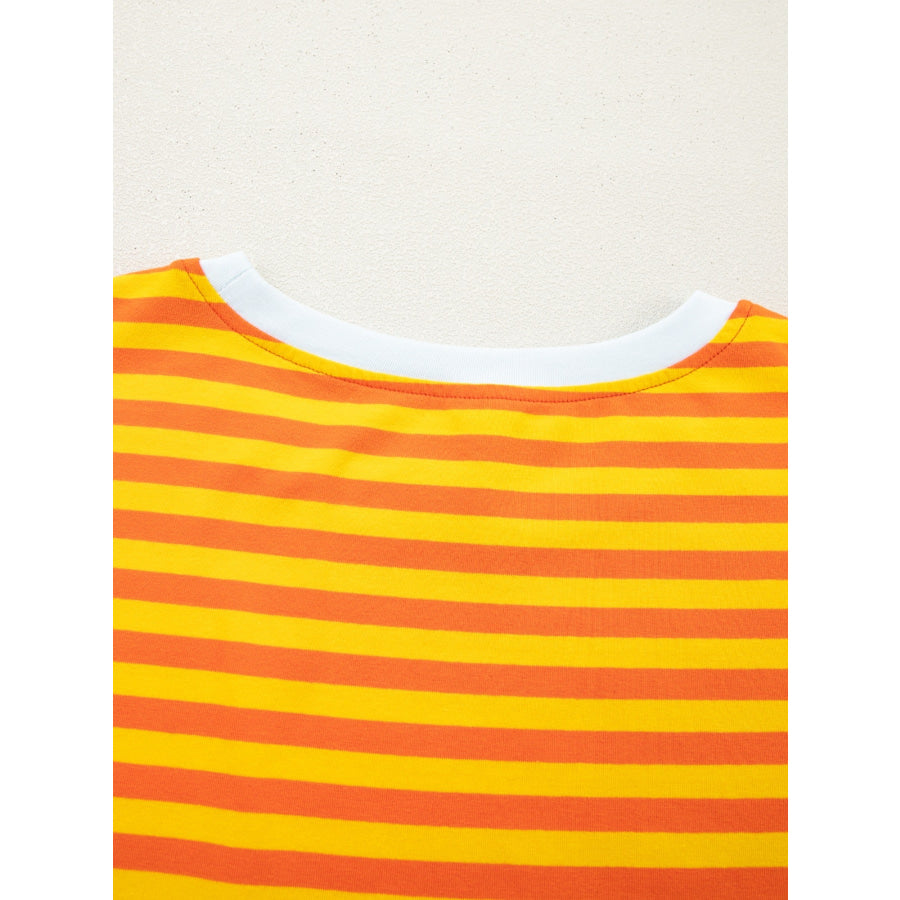 Striped Round Neck Casual T-Shirt Apparel and Accessories
