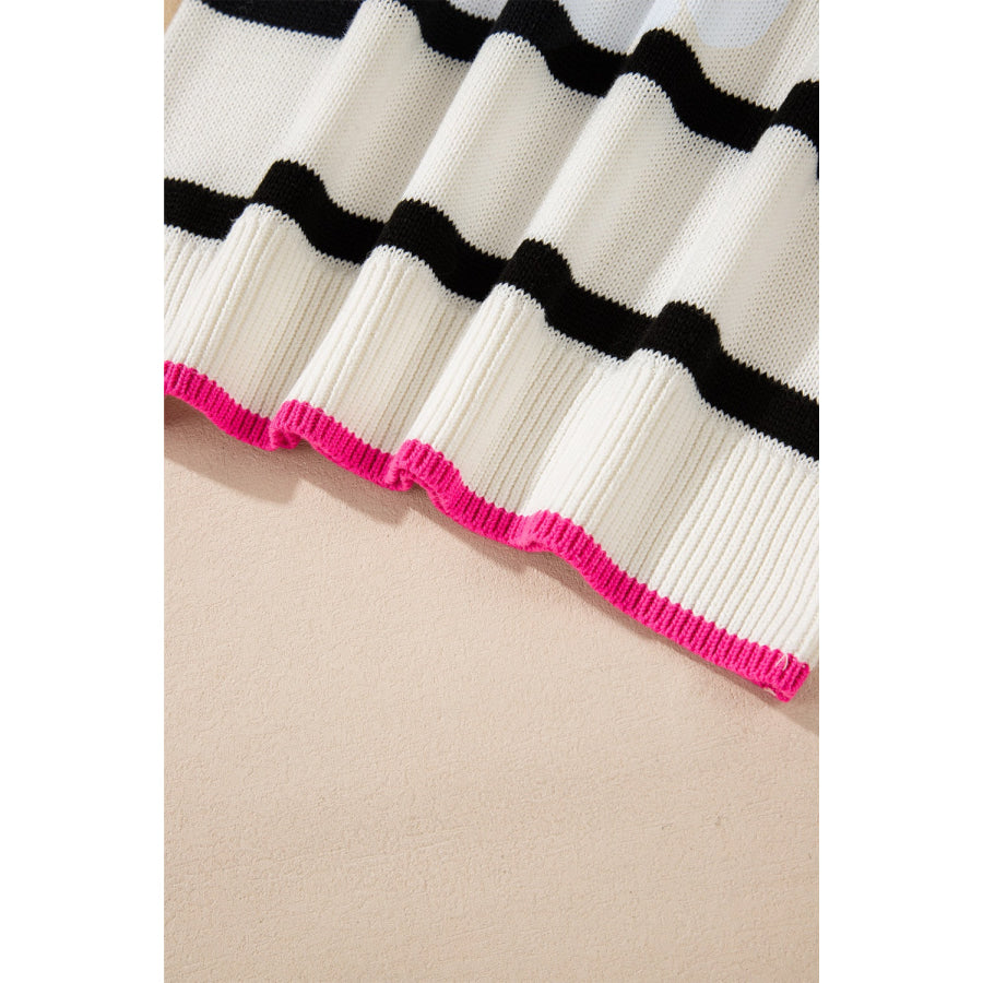 Striped Round Neck Drop Shoulder Sweater Apparel and Accessories