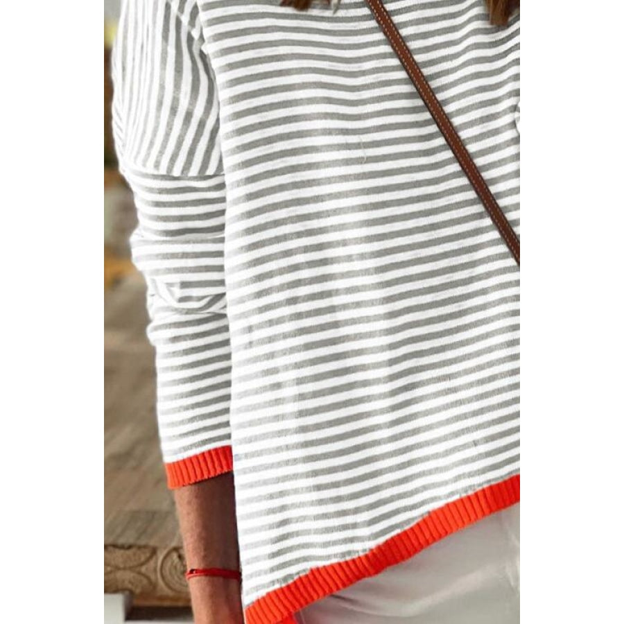 Striped Round Neck Drop Shoulder T-Shirt