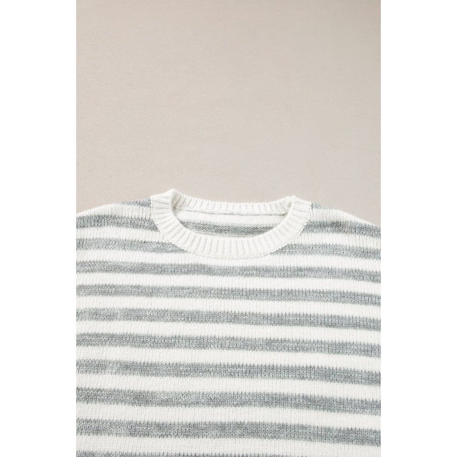 Striped Round Neck Dropped Shoulder Sweater Apparel and Accessories