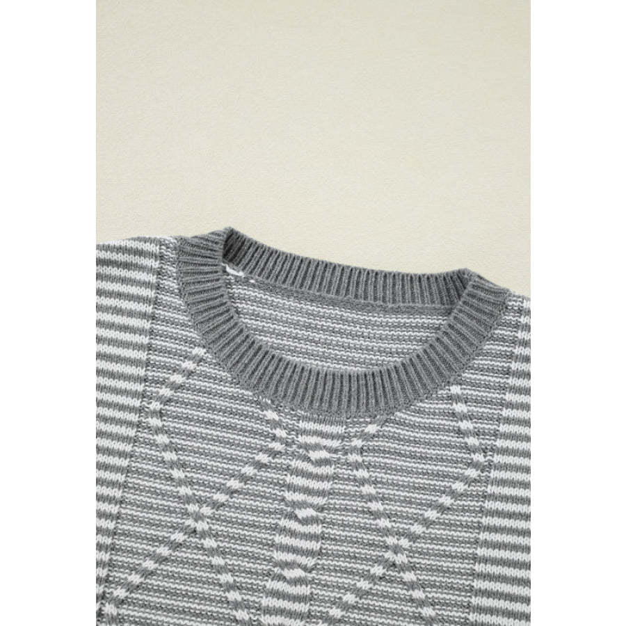 Striped Round Neck Dropped Shoulder Sweater Apparel and Accessories