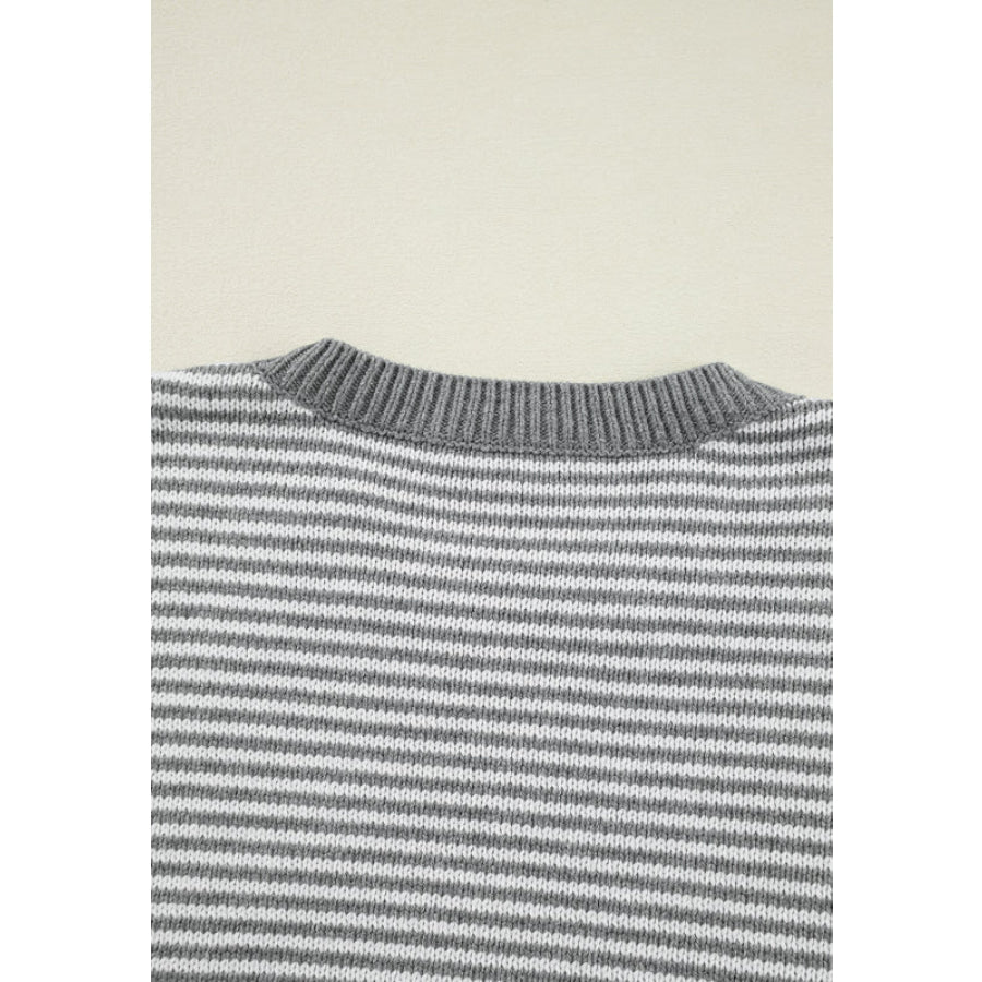 Striped Round Neck Dropped Shoulder Sweater Apparel and Accessories