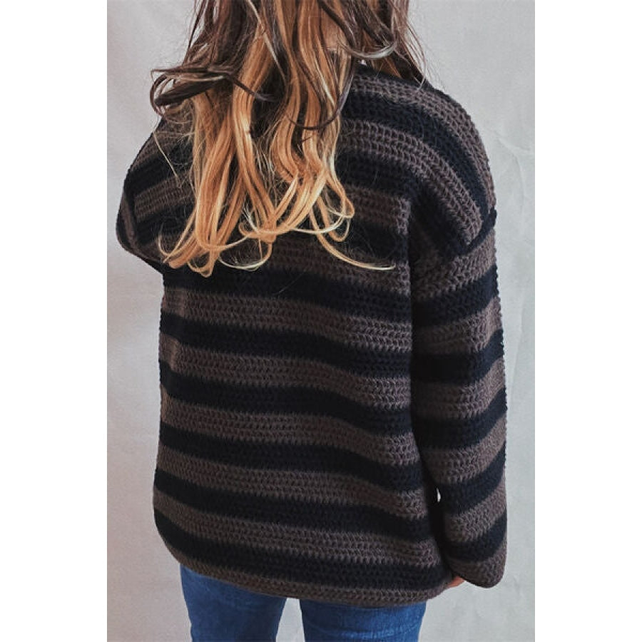 Striped Round Neck Dropped Shoulder Sweater Clothing