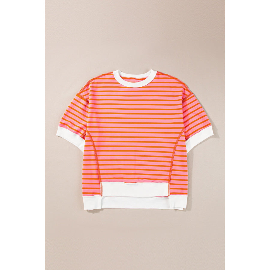 Striped Round Neck Half Sleeve T-Shirt Apparel and Accessories