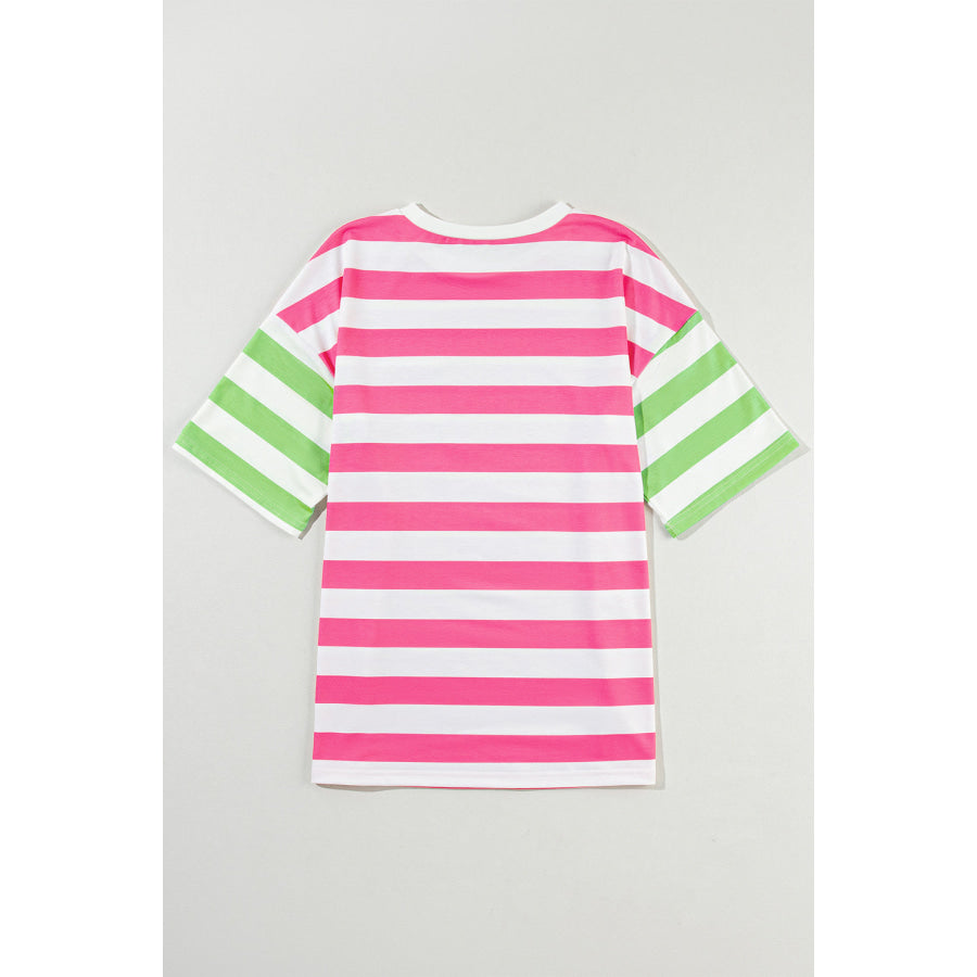 Striped Round Neck Half Sleeve T-Shirt Apparel and Accessories