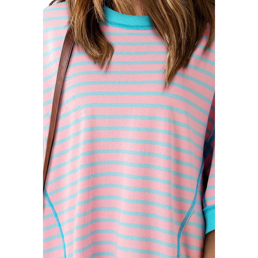 Striped Round Neck Half Sleeve T-Shirt Apparel and Accessories