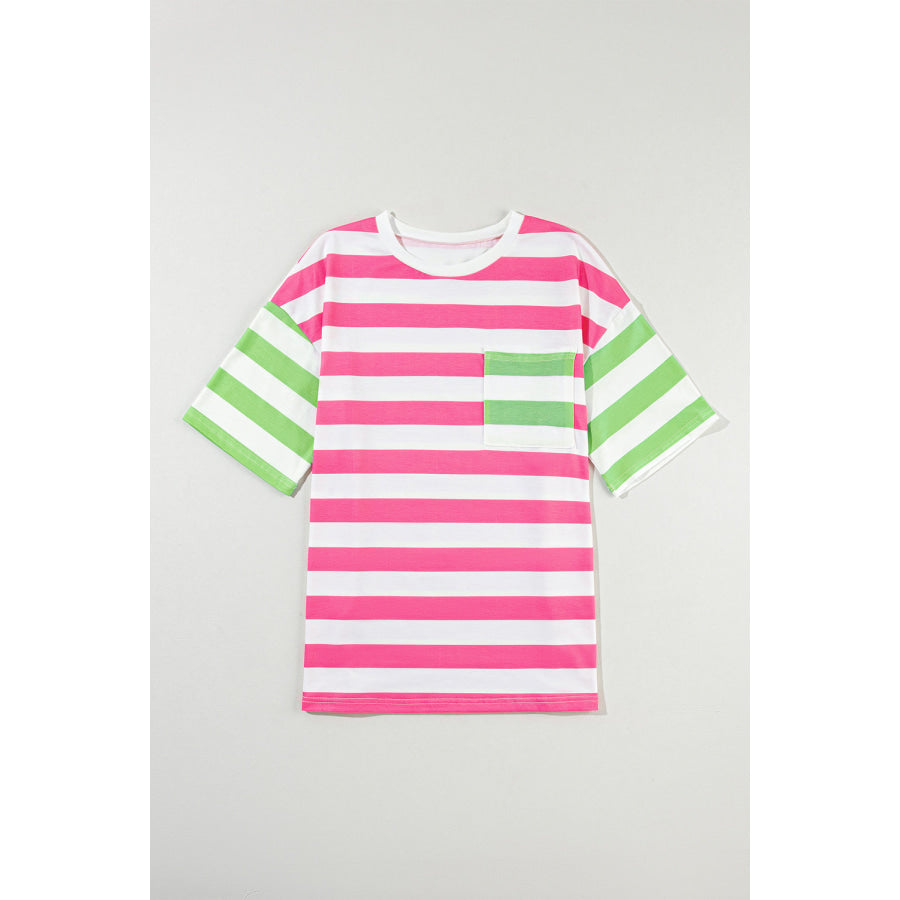 Striped Round Neck Half Sleeve T-Shirt Apparel and Accessories