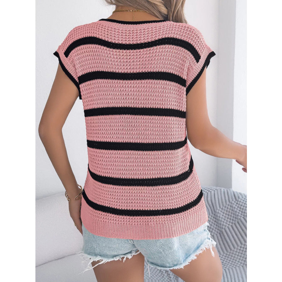 Striped Round Neck Knit Sweater Apparel and Accessories