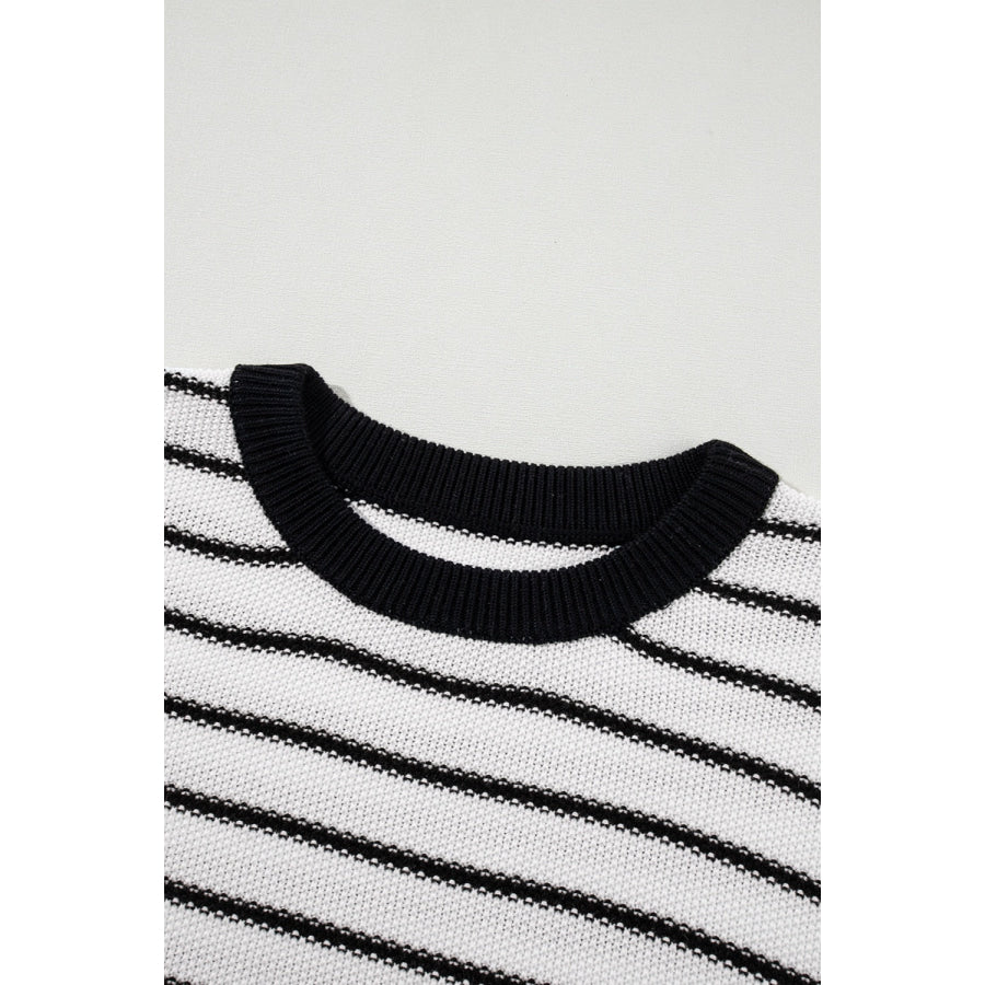 Striped Round Neck Knit Top Apparel and Accessories